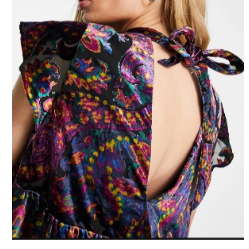 Free people colorful velvet mini dress - Picture 2 of 4
